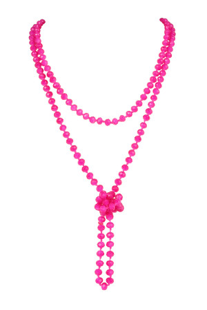 S20-5-3-HDN2209FS HOT PINK LONGLINE HAND KNOTTED NECKLACE/6PCS