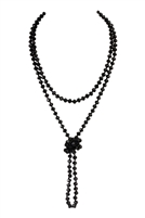 S23-5-1-HDN2209JT JET BLACK LONGLINE HAND KNOTTED NECKLACE/6PCS