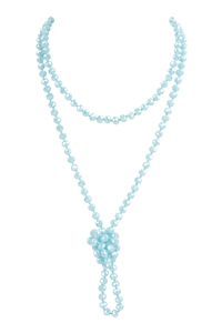 S29-4-1-HDN2209LBL - LONGLINE HAND KNOTTED NECKLACE-LIGHT BLUE/6PCS