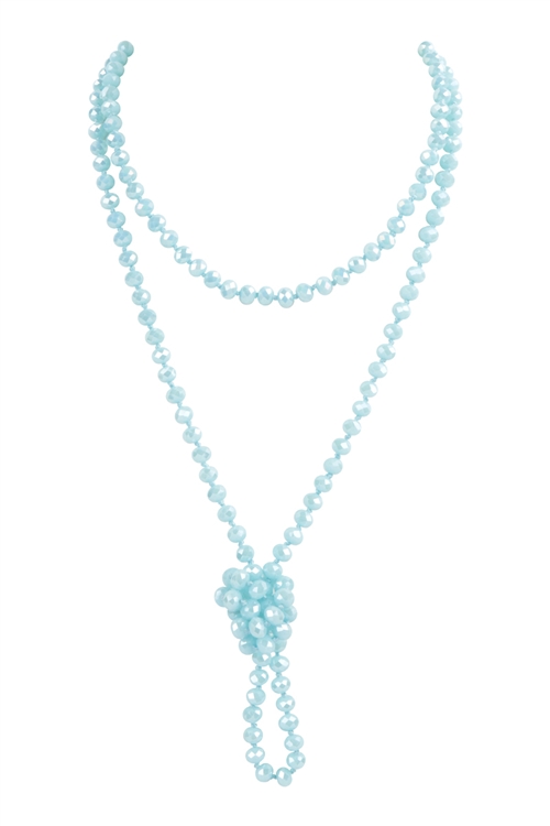 S29-4-1-HDN2209LBL - LONGLINE HAND KNOTTED NECKLACE-LIGHT BLUE/6PCS