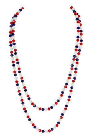 S17-9-1-HDN2209USA USA LONGLINE HAND KNOTTED NECKLACE/6PCS