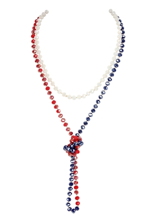 S23-1-1-HDN2209UUSA -  LONGLINE HAND KNOTTED NECKLACE -  USA 3/6PCS