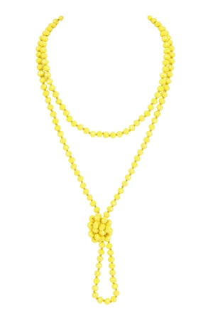 S22-3-3-HDN2209YL YELLOW LONGLINE HAND KNOTTED NECKLACE/6PCS