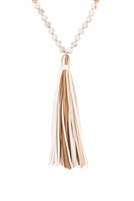 S25-5-2-HDN2238FWH-HOWLITE WHITE COLORFUL NATURAL STONE AND GLASS BEADS WITH TASSEL NECKLACE/6PCS