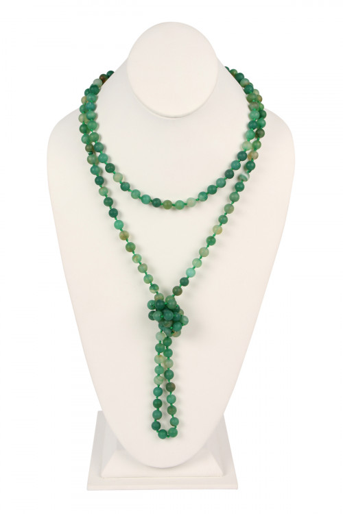 S19-6-2-HDN2239EM EMERALD NATURAL STONE HAND KNOTTED LONG NECKLACE/6PCS