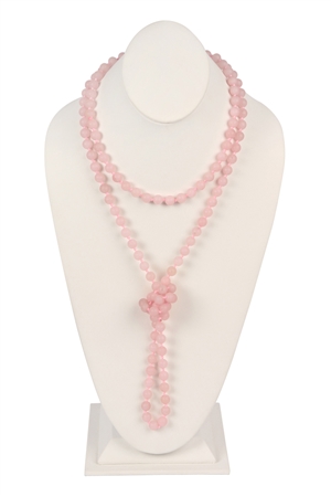 S19-4-1-HDN2239PK-1 PINK NATURAL STONE HAND KNOTTED LONG NECKLACE//1PC