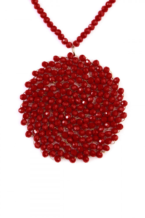 S5-6-4-HDN2452RD RED SWIRL GLASS BEADS DISC PENDANT NECKLACE/6PCS (NOW $2.00 ONLY!)