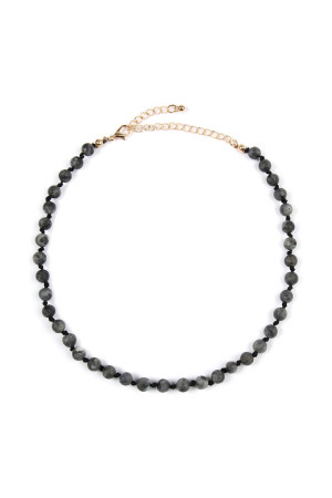 S22-1-3-HDN2463JT BLACK 6mm NATURAL STONE BEADS NECKLACE/6PCS
