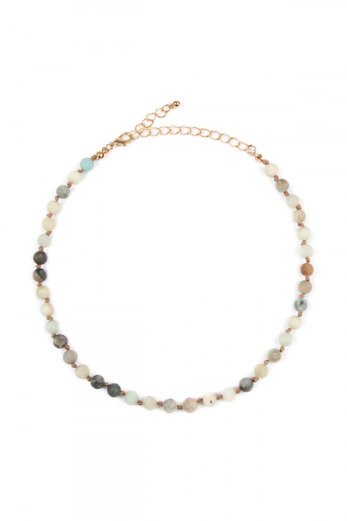 S22-7-4-HDN2463POM AMAZONITE 6mm NATURAL STONE BEADS NECKLACE/6PCS