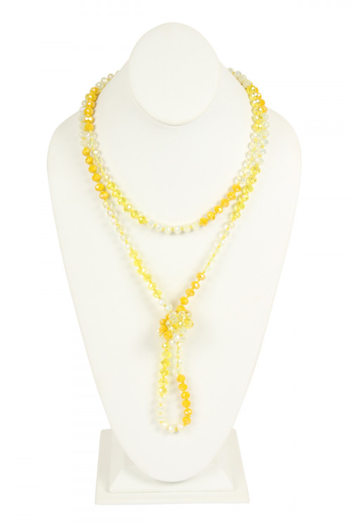 SA3-3-2-HDN2496YW YELLOW TWO LINE GLASS BEADS NECKLACE/6PCS