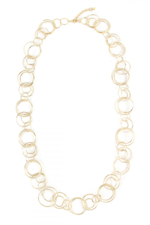 S22-3-2-HDN2638MG GOLD MULTIPLE LINKED HOOP NECKLACE/6PCS (NOW $1.50 ONLY!)