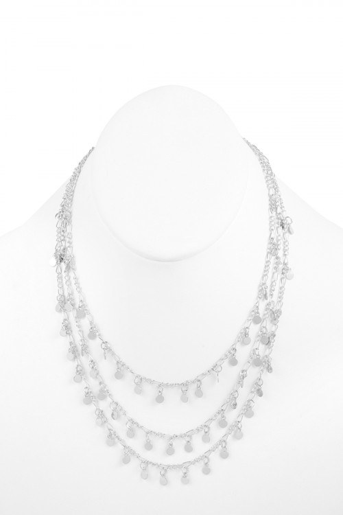 S17-1-2-HDN2645R SILVER 3 LAYERED SMALL CHAIN NECKLACE/6PCS (NOW $1.00 ONLY!)