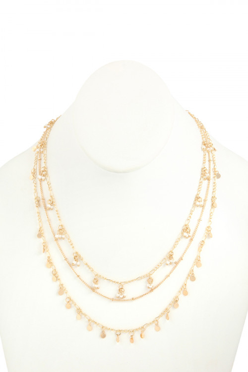 S17-3-2-HDN2646G GOLD 3 LAYERED SMALL CHAIN NECKLACE/6PCS (NOW $1.00 ONLY!)