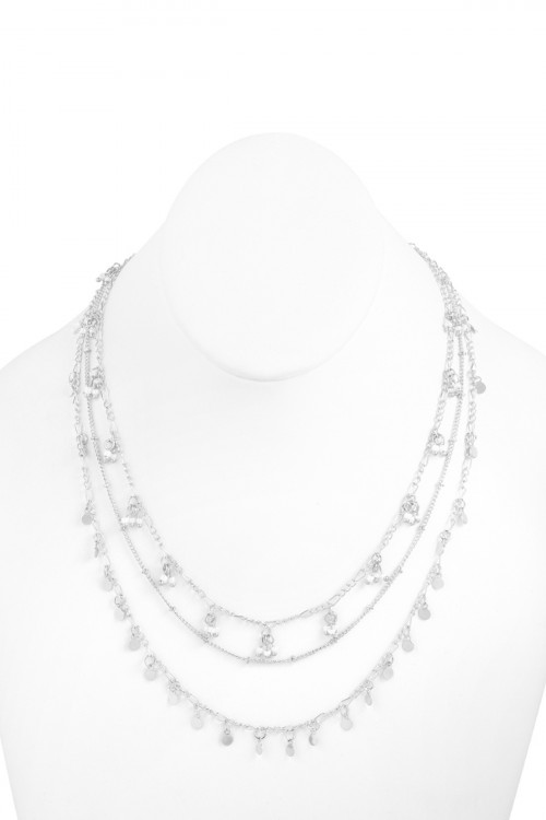 S17-1-2-HDN2646R SILVER 3 LAYERED SMALL CHAIN NECKLACE/6PCS (NOW $1.00 ONLY!)