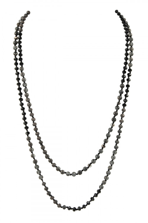 S25-4-2-HDN2746BK BLACK 6mm TWO LINES MIXED BEADS NECKLACE/6PCS