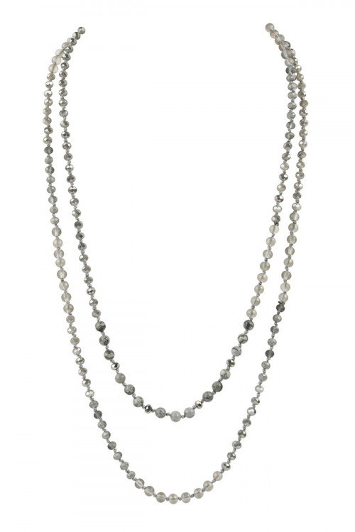 S25-4-2-HDN2746GY GRAY 6mm TWO LINES MIXED BEADS NECKLACE/6PCS