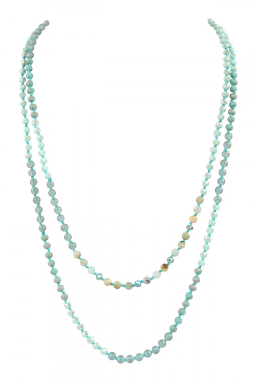 S25-4-2-HDN2746POM AMAZONITE 6mm TWO LINES MIXED BEADS NECKLACE/6PCS