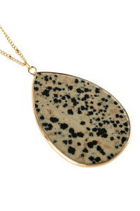 S23-3-3-HDN2751BR BROWN OVAL STONE PENDANT NECKLACE/6PCS