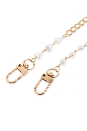S25-5-1-HDN2954 MULTI LAYERED PEARL CONVERTIBLE CHAIN OR NECKLACE BAG CHAIN-GOLD PEARL/6PCS