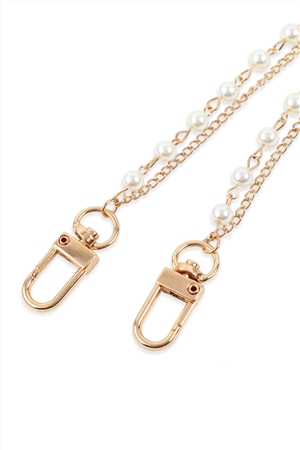 S25-5-1-HDN2959 MULTI LAYER PEARL CONVERTIBLE CHAIN OR NECKLACE BAG CHAIN-GOLD PEARL/6PCS