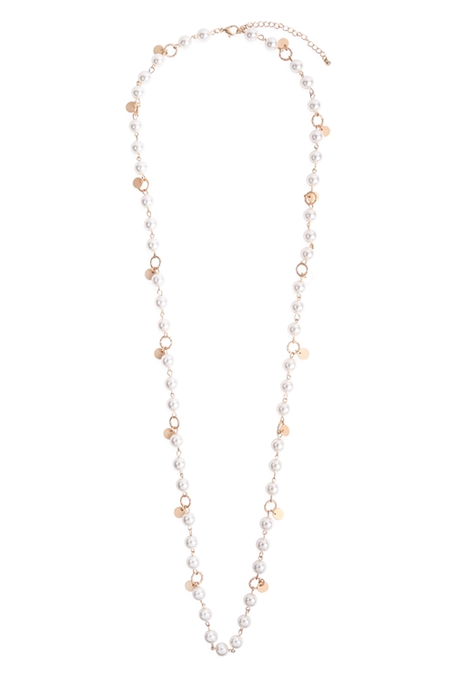 S27-9-1-HDN3012-ACRYLIC PEARL CHAIN NECKLACE/6PCS