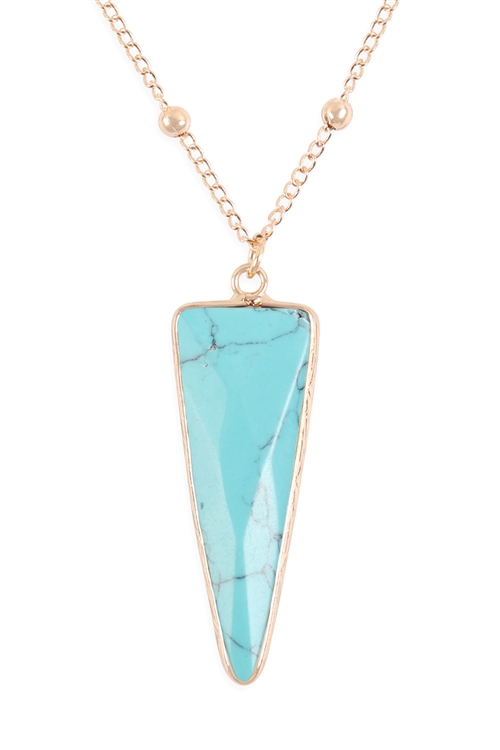 S23-11-5-HDN3119TQ-ARROWHEAD SHAPE STONE PENDANT NECKLACE-TURQUOISE/6PCS