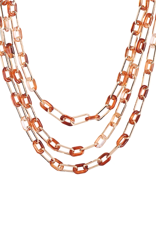 S25-3-3-HDN3275GD-CHAIN ACETATE METAL LAYERED STATEMENT NECKLACE-GOLD/6PCS (NOW $1.50 ONLY!)