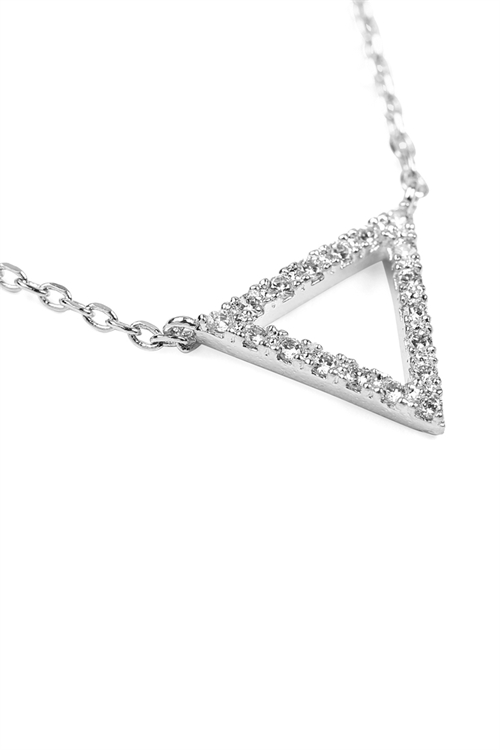 S22-8-4-HDNB2N136OR - ZIRCON TRIANGULAR PENDANT NECKLACE - SILVER/6PCS