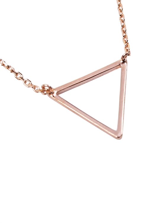 S22-8-4-HDNB2N314PG - TRIANGULAR PENDANT NECKLACE - STYLE 1 - ROSE GOLD/6PCS