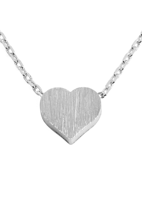 S22-8-4-HDNB2N376OR - HEART CAST PENDANT NECKLACE - SILVER/6PCS