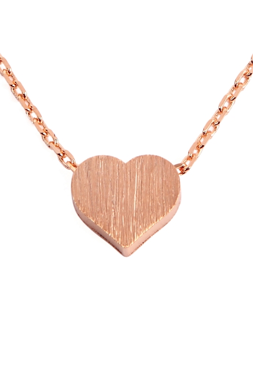 S22-8-4-HDNB2N376PG - HEART CAST PENDANT NECKLACE - ROSE GOLD/6PCS