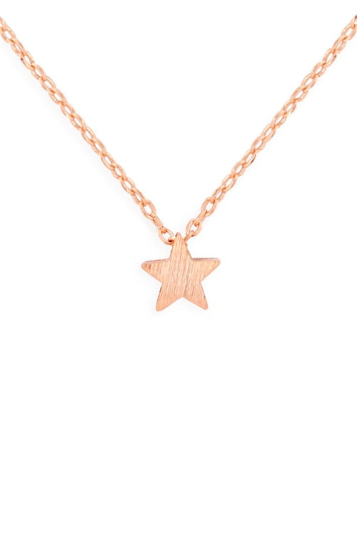 S24-3-3-HDNB2N382PG -STAR PENDANT NECKLACE-ROSE GOLD/6PCS