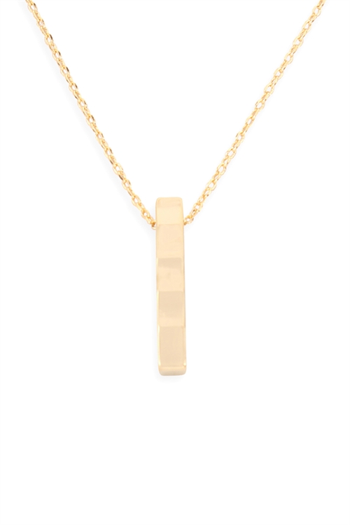 S24-3-3-HDNB2N419GD -VERTICAL METAL BAR PENDANT CHAIN NECKLACE-GOLD/6PCS