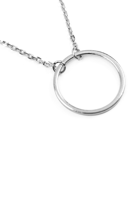 S1-7-4-HDNB2N456OR - CIRCULAR PENDANT NECKLACE - SILVER/6PCS