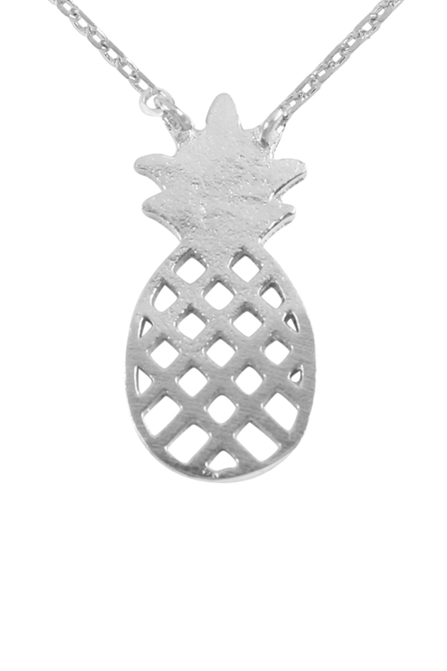S24-1-5-HDNB3N100OR -PINEAPPLE CAST PENDANT NECKLACE - SILVER/6PCS