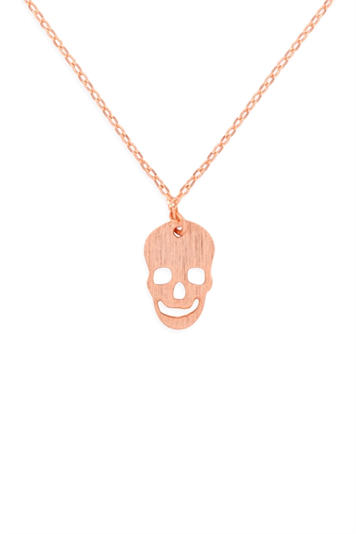 S24-3-3-HDNB3N279PG -SKULL PENDANT NECKLACE-ROSE GOLD/6PCS