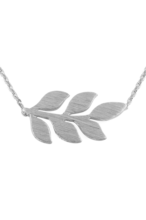 S23-2-5-HDNB3N66OR - LEAVES BRANCH CAST PENDANT NECKLACE - SILVER/6PCS