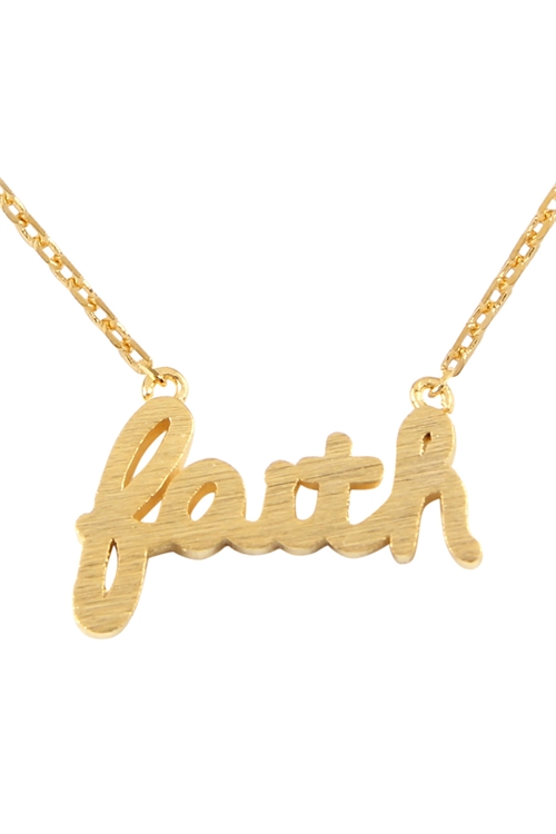 A1-3-3-HDNB4N90GD - FAITH CAST PENDANT NECKLACE - GOLD/6PCS (NOW $1.75 ONLY!)