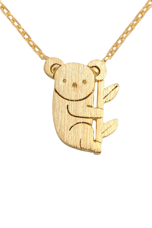 S22-8-5-HDNC3N19GD - KOALA CAST PENDANT NECKLACE - GOLD/6PCS