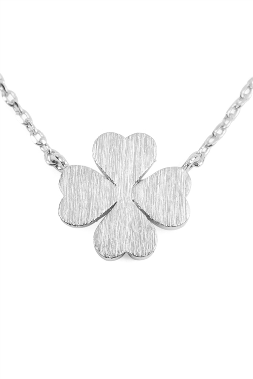 S24-1-5-HDNC3N329OR -CLOVER LEAF CAST PENDANT NECKLACE - SILVER/6PCS