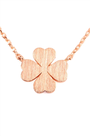 S24-1-5-HDNC3N329PG-1 -CLOVER LEAF CAST PENDANT NECKLACE - ROSE GOLD/1PC