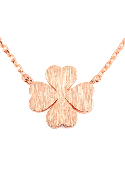 S24-1-5-HDNC3N329PG -CLOVER LEAF CAST PENDANT NECKLACE - ROSE GOLD/6PCS