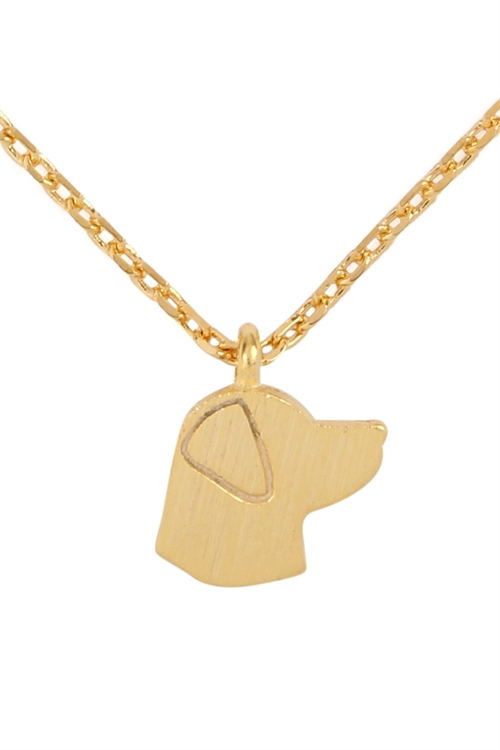 S1-4-3-HDNC3N47GD - DOG CAST PENDANT NECKLACE - GOLD/6PCS