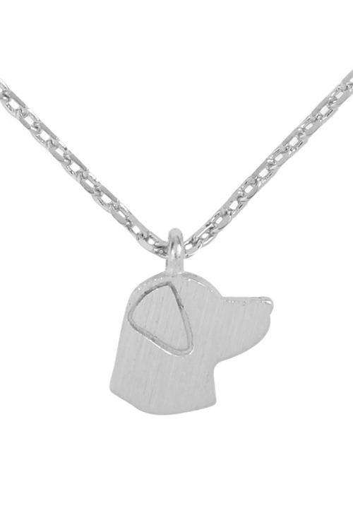 S1-4-3-HDNC3N47OR - DOG CAST PENDANT NECKLACE - SILVER/6PCS