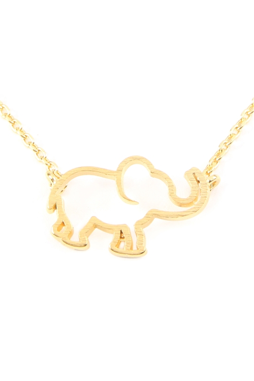 S23-2-5-HDNC3N82GD - ELEPHANT CAST PENDANT NECKLACE - GOLD/6PCS