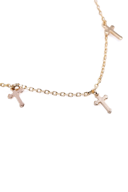 A1-1-2-HDND1N27GD-1 - 5 DAINTY SMALL CROSS NECKLACE - GOLD/1PC