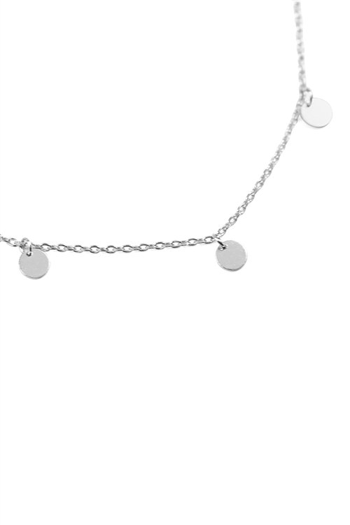 S24-2-3-HDND2N32OR - 5 DAINTY SMALL CIRCLE NECKLACE - SILVER/6PCS