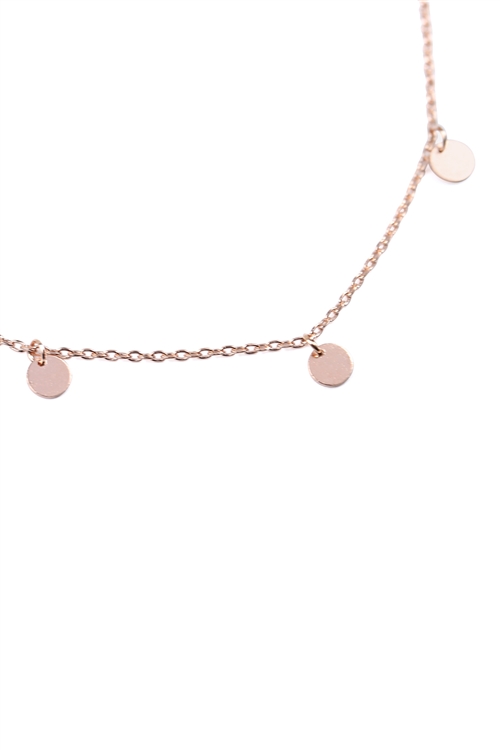 S24-2-3-HDND2N32PG - 5 DAINTY SMALL CIRCLE NECKLACE - ROSE GOLD/6PCS