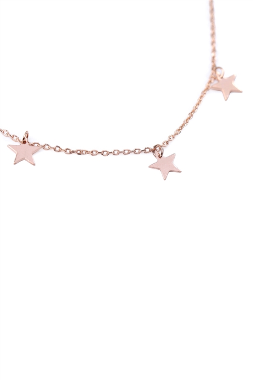 S24-3-3-/S24-2-3-HDND2N33PG - DAINTY SMALL STAR NECKLACE - ROSE GOLD/6PCS