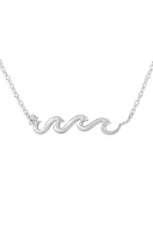 S24-3-3-HDND3N100OR -WAVE PENDANT NECKLACE-SILVER/6PCS